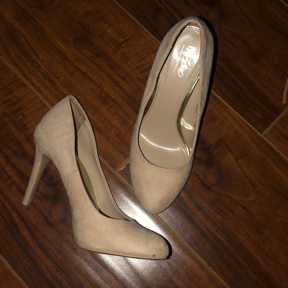 Suede nude heels